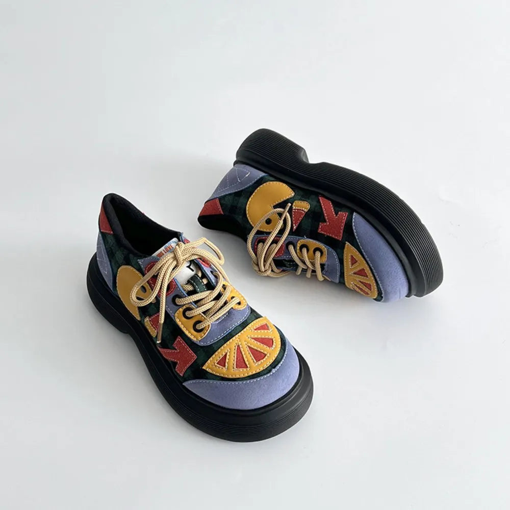 Women's multicolor retro platform shoes