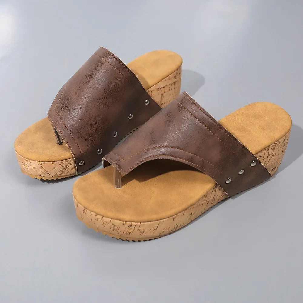 Women's platform wedge sandals side view