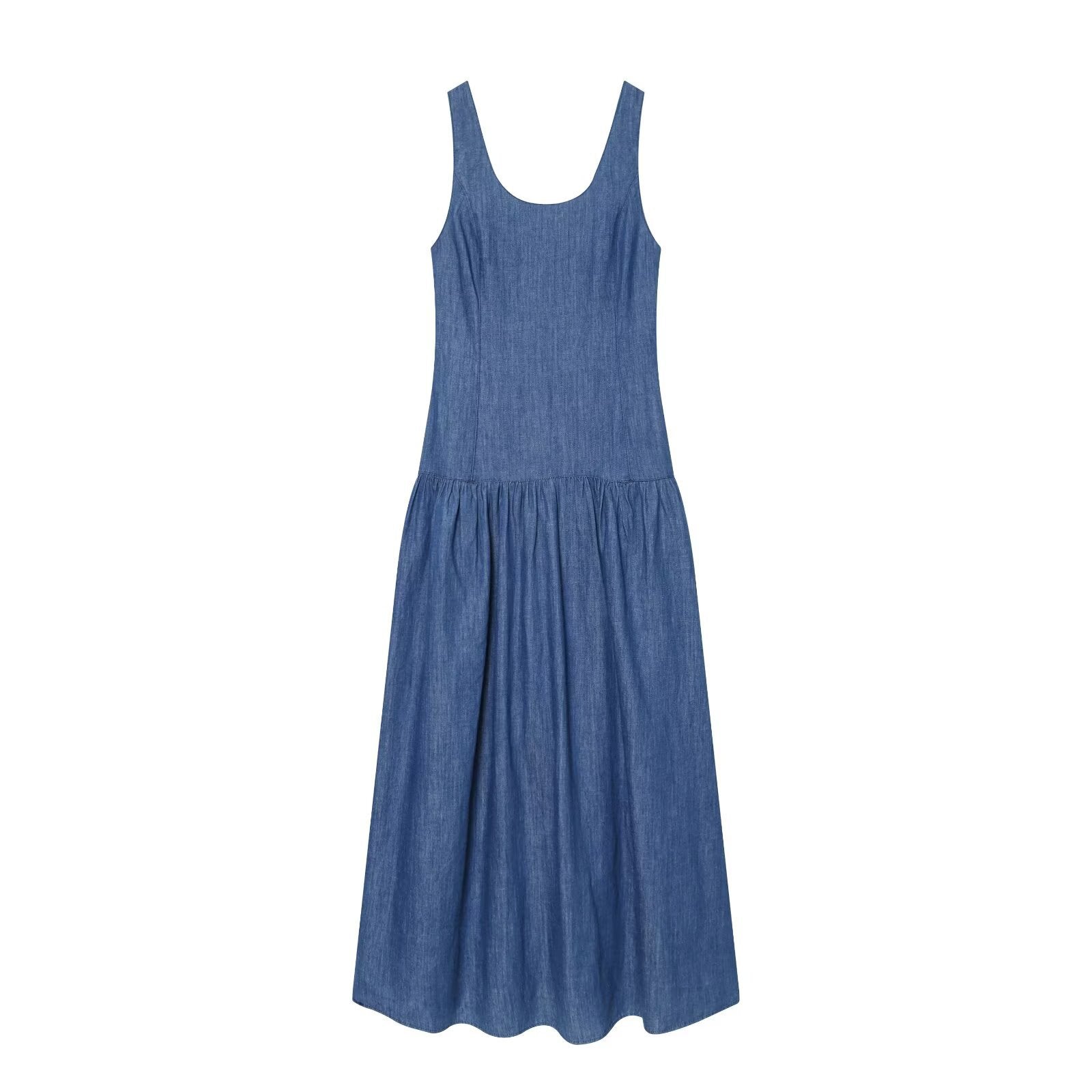 Blue Sleeveless Zip Maxi Dress