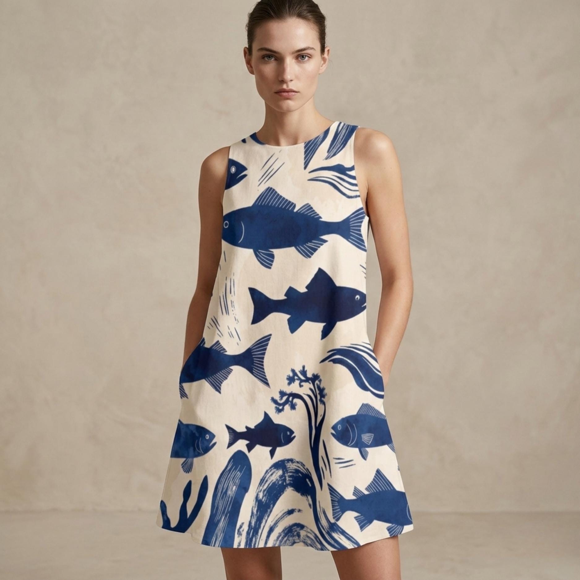 Custom A-Line Mini Dress | Personalized Print Summer Dress