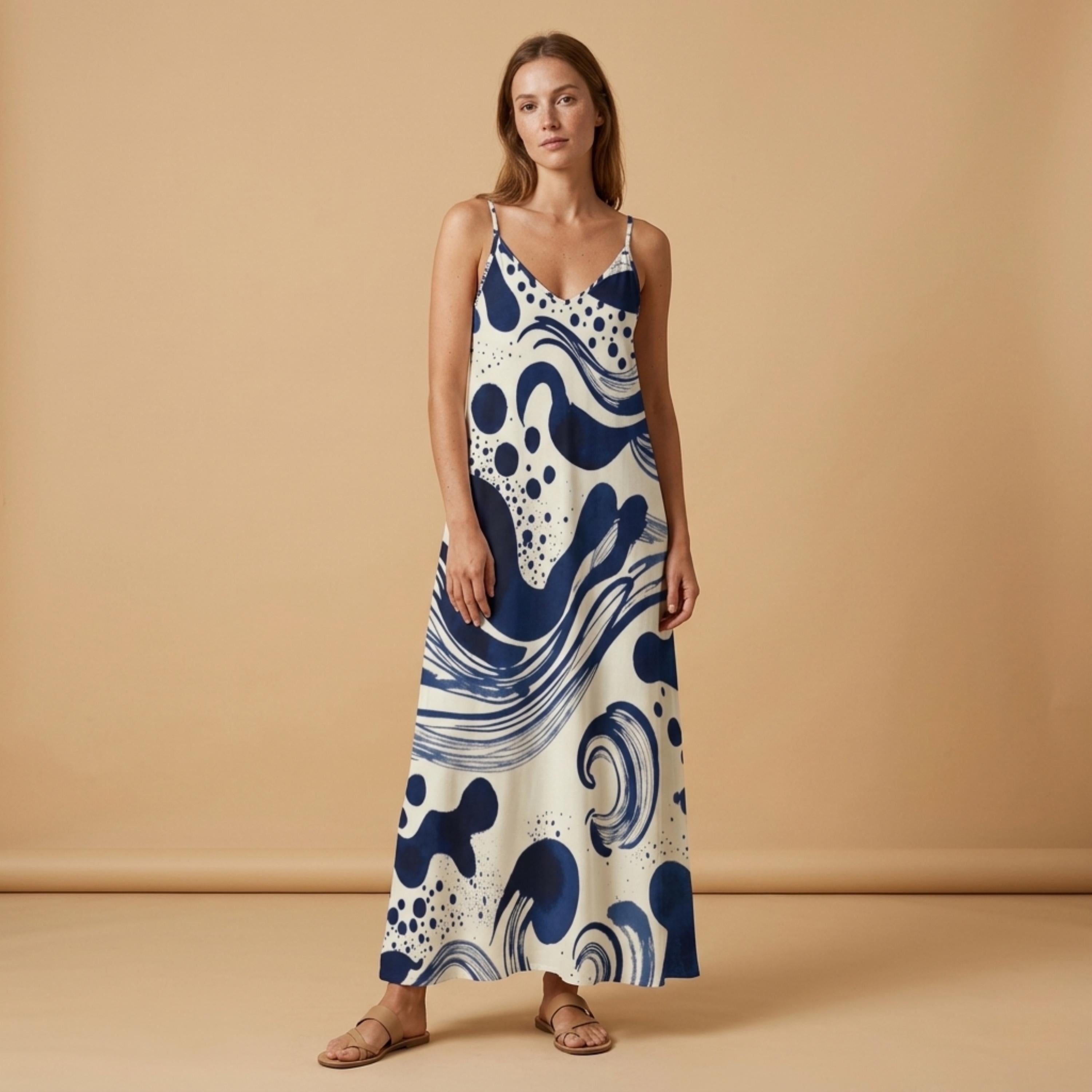 Blue White Slip Maxi Dress