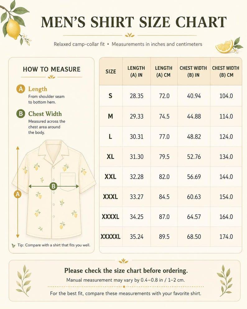 Men’s Lemon Camp Collar Shirt | Mediterranean Resort Wear