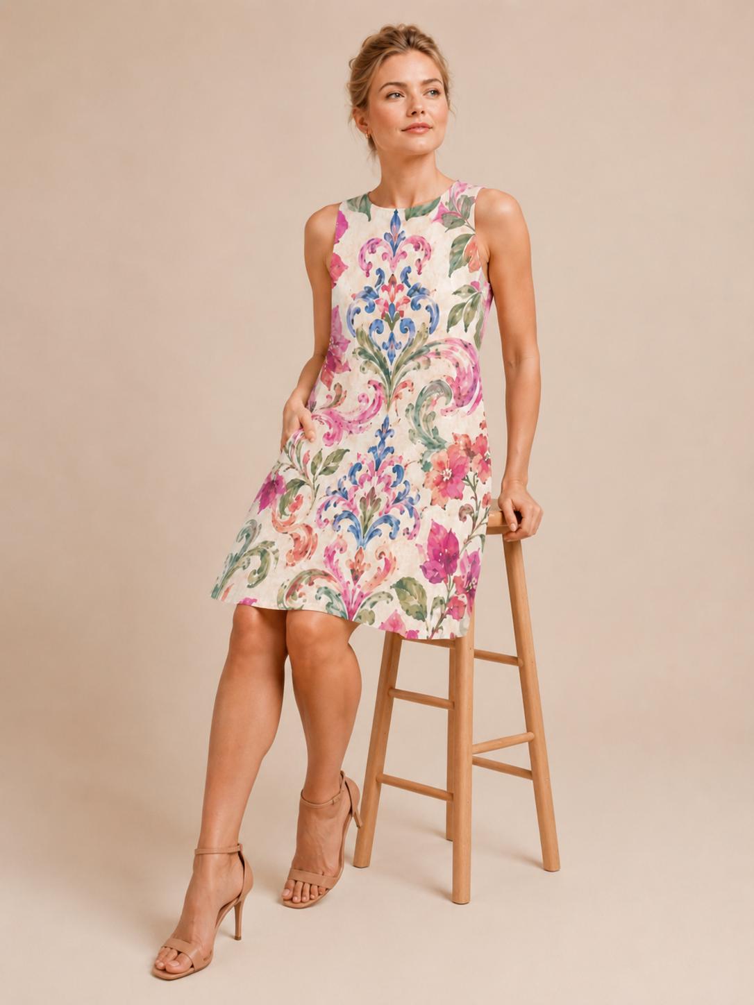 Pink Floral Cottagecore Dress | Romantic Garden Party Pocket Dress