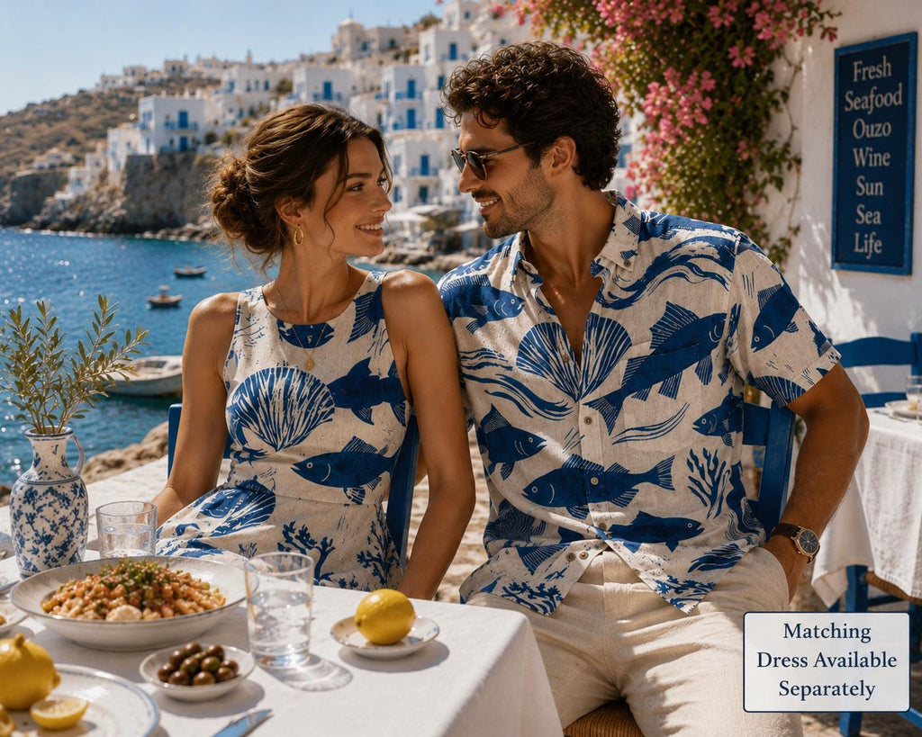 Men’s Mediterranean Fish Shirt | Coastal Resort Button-Up