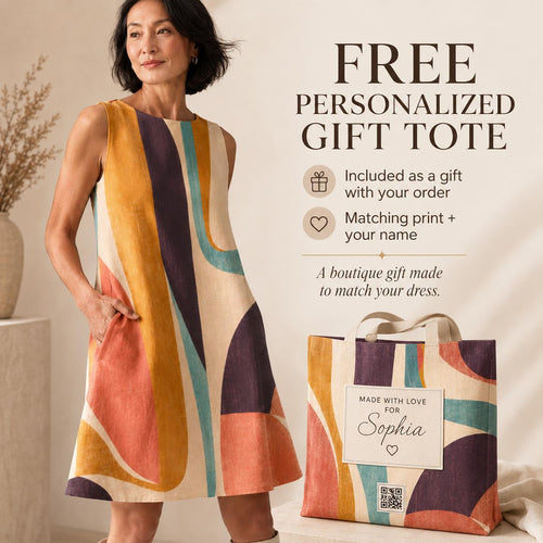 Abstract A-Line Mini Dress | Retro Resort Pocket Dress