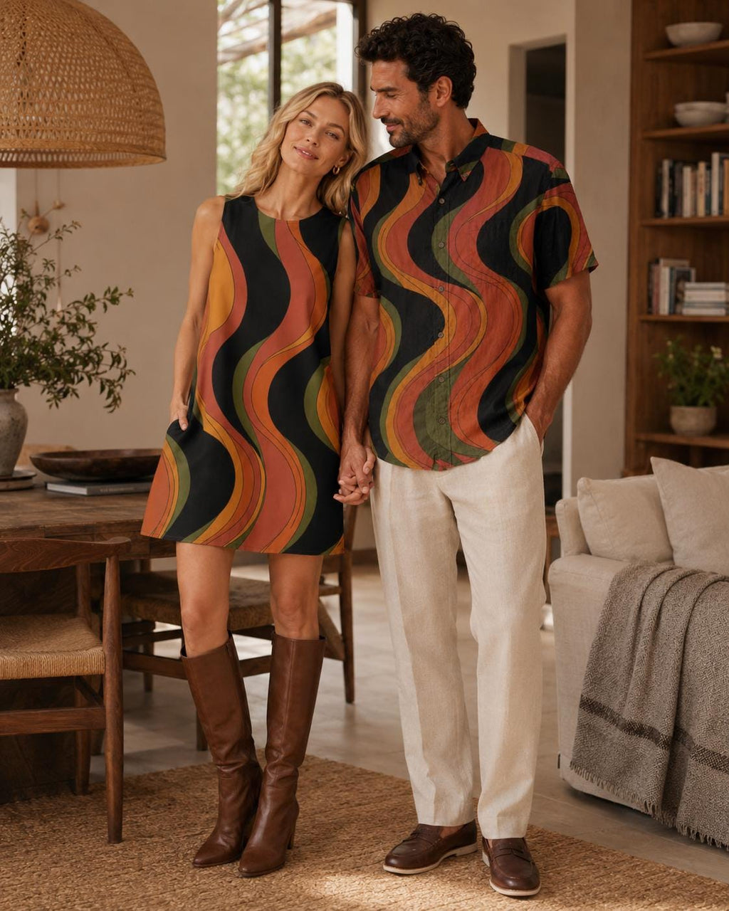 Men’s Retro Wave Cotton Resort Shirt | 70s Mediterranean Button-Up