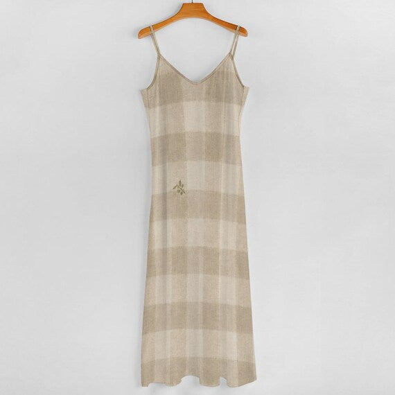 Taupe gingham slip maxi dress – image 10