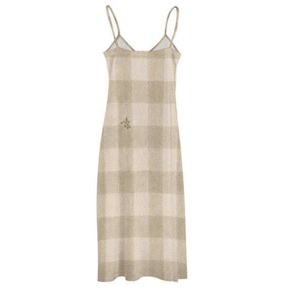 Taupe gingham slip maxi dress – image 8