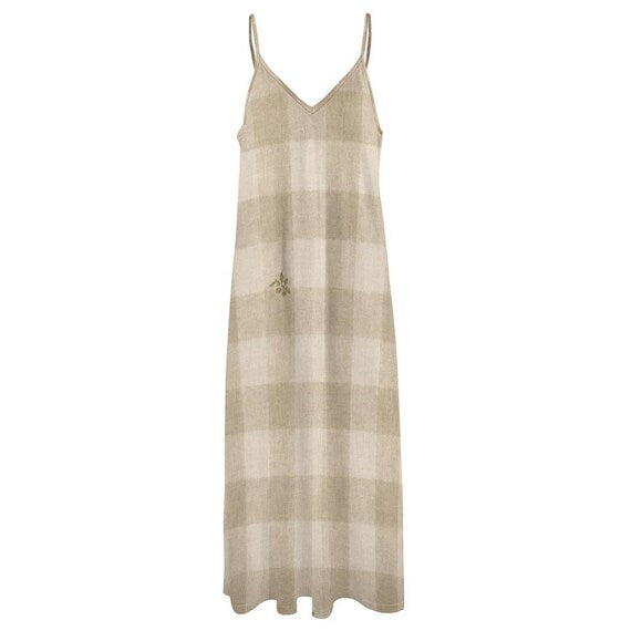 Taupe gingham slip maxi dress – image 9