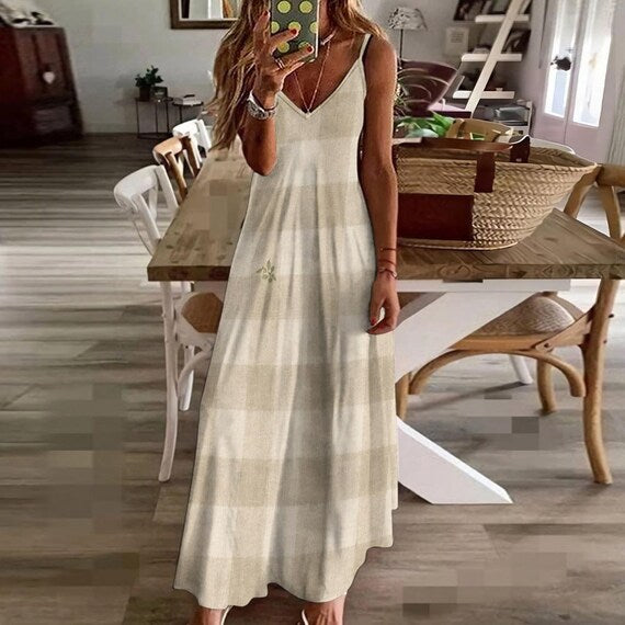 Taupe gingham slip maxi dress – image 7