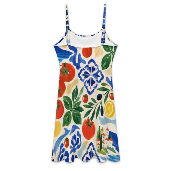 Mediterranean tile print halter midi dress – image 9