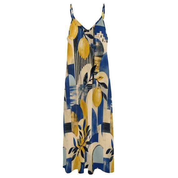 Lemon and arch print ankle maxi dress – image 11