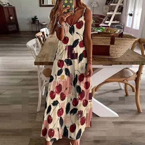 Cherry print slip maxi dress – image 14