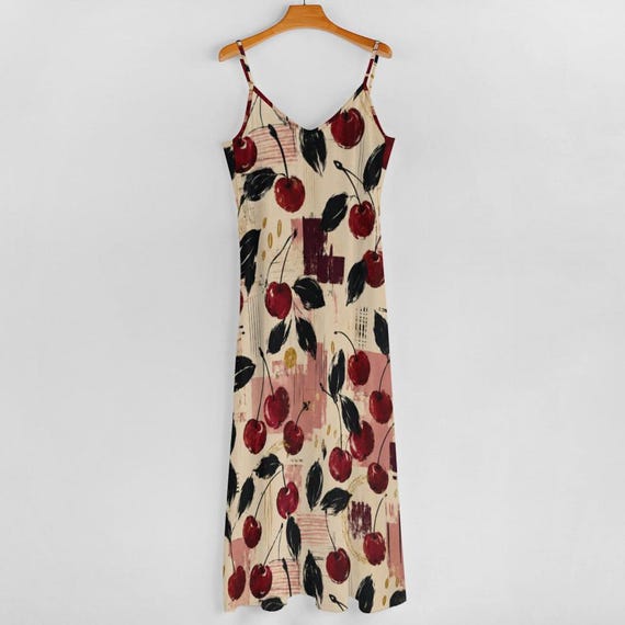 Cherry print slip maxi dress – image 12