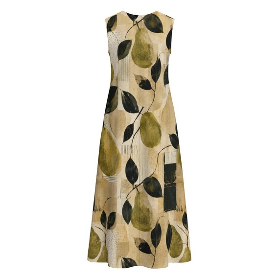 Pear print cotton midi dress with pockets – image 13