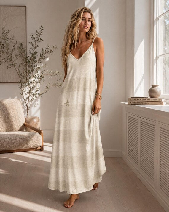 Taupe gingham slip maxi dress – image 6