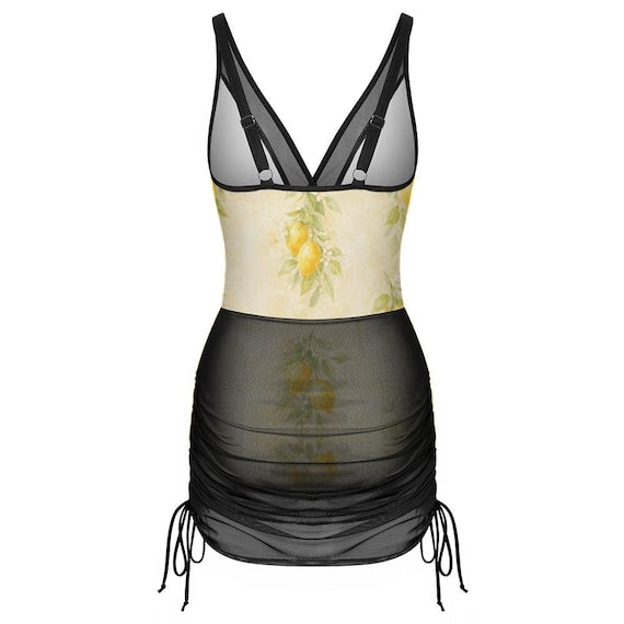 Lemon print one-piece swimsuit with mesh skirt – image 17