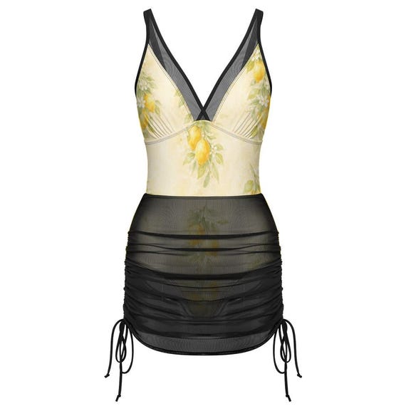 Lemon print one-piece swimsuit with mesh skirt – image 15
