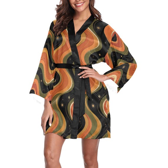 Celestial retro satin bridesmaid robe – image 12
