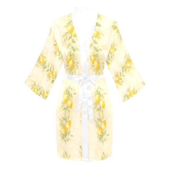 Lemon satin bridesmaid kimono robe – image 13