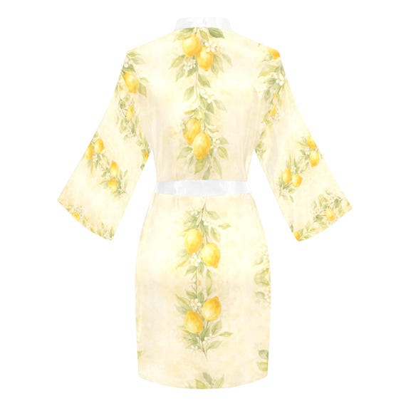 Lemon satin bridesmaid kimono robe – image 12