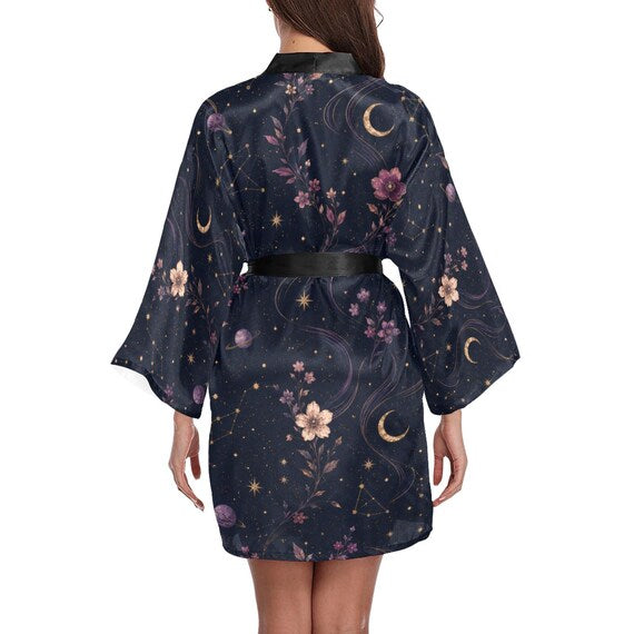 Celestial floral navy bridesmaid robe – image 12
