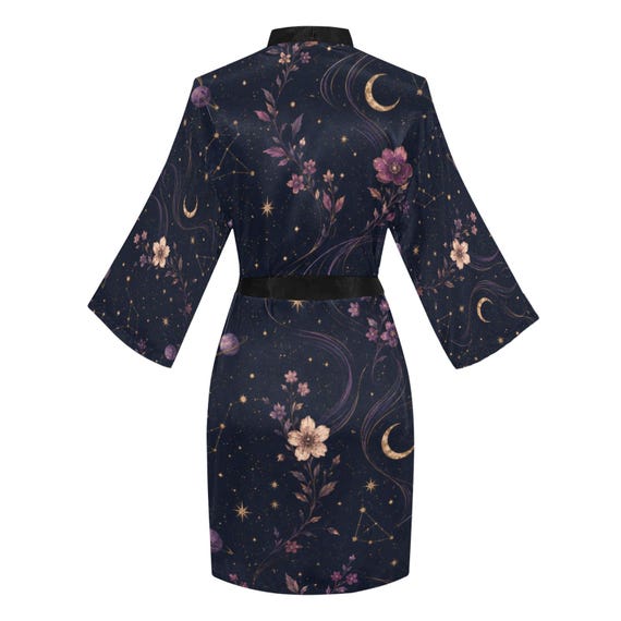 Celestial floral navy bridesmaid robe – image 11