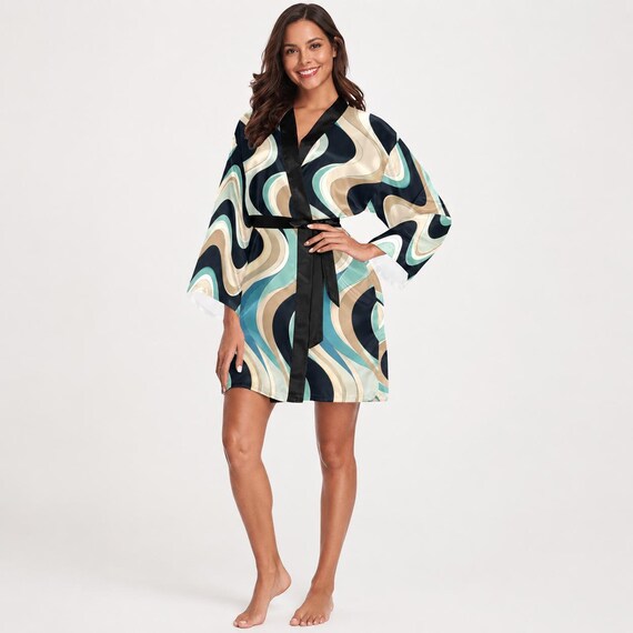 Retro Wave satin bridesmaid robe – image 7