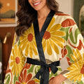 Retro floral satin bridesmaid robe – image 1
