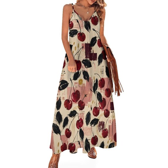 Cherry print slip maxi dress – image 11