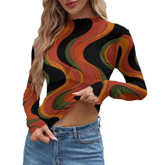70s retro swirl sheer mesh top – image 13