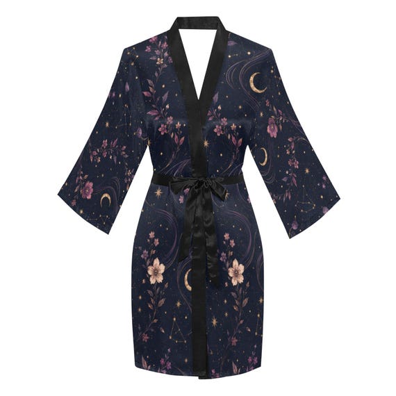 Celestial floral navy bridesmaid robe – image 9