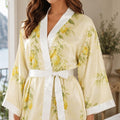 Lemon satin bridesmaid kimono robe – image 1