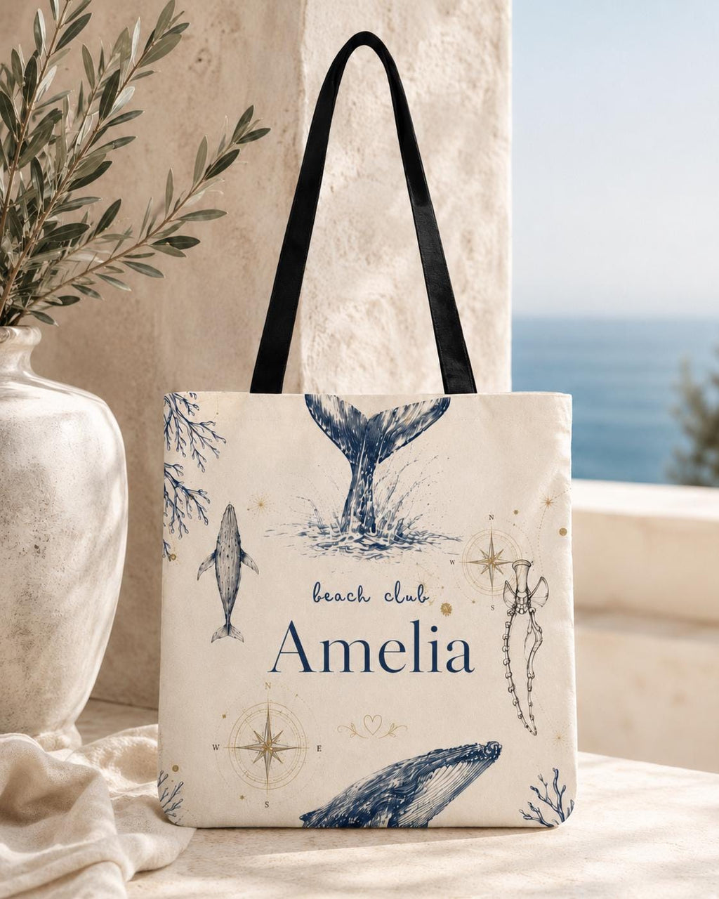 Personalized Whale Beach Club Tote Bag, Custom Canvas Resort Vacation Bag - image 5