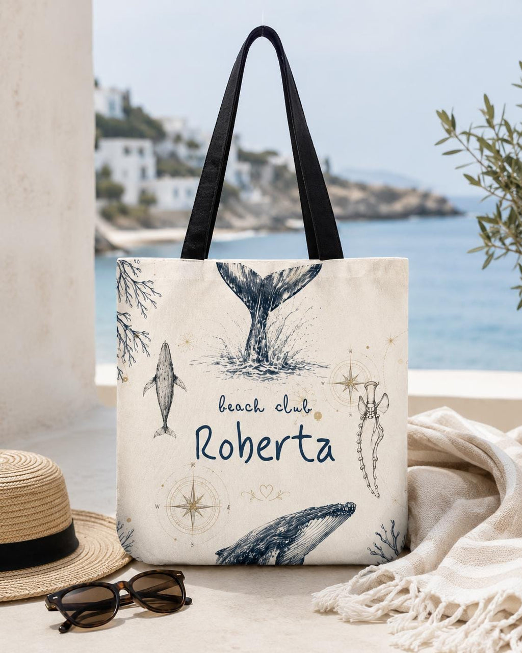 Personalized Whale Beach Club Tote Bag, Custom Canvas Resort Vacation Bag - image 7