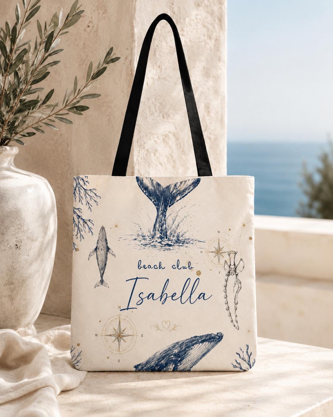 Personalized Whale Beach Club Tote Bag, Custom Canvas Resort Vacation Bag - image 6