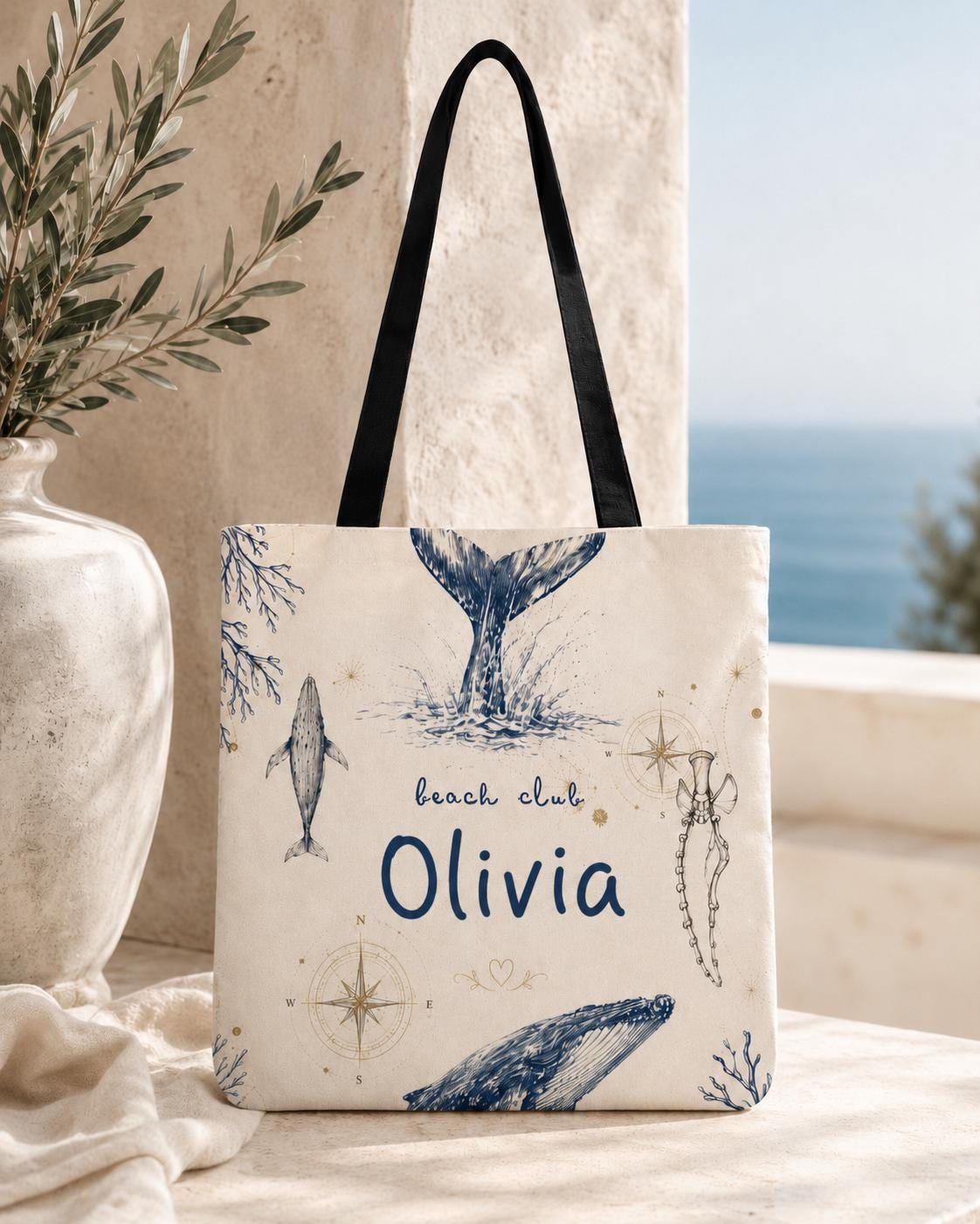 Personalized Whale Beach Club Tote Bag, Custom Canvas Resort Vacation Bag - image 8