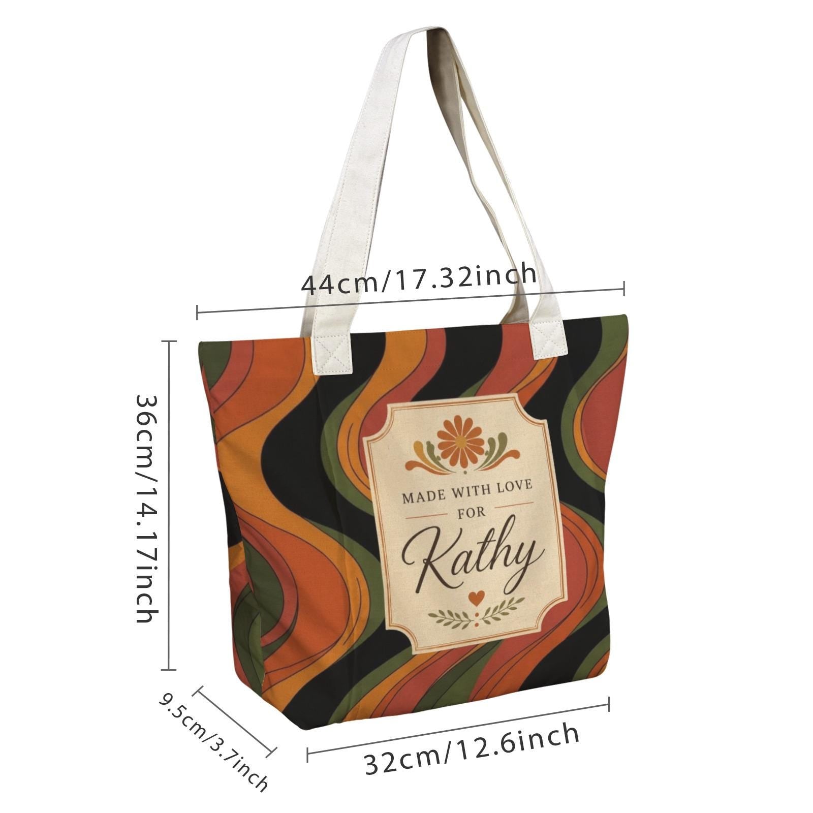 Personalized Retro Yoga Tote, Cotton-Linen Custom Name Bag with Inner Zipper Pocket - image 6
