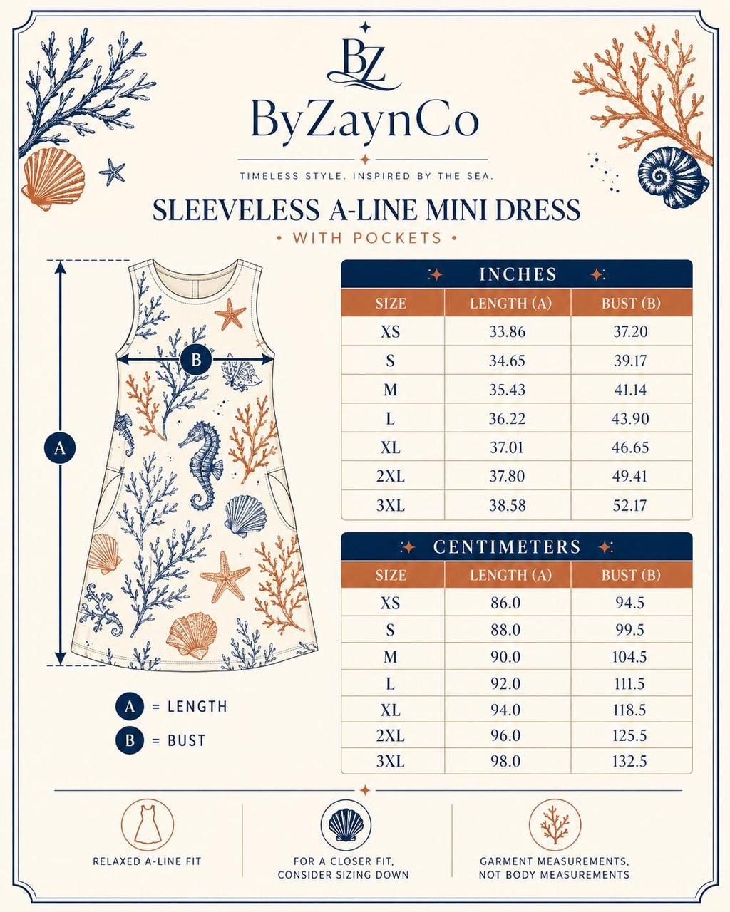 Mediterranean Fish A-Line Mini Dress with Pockets, Blue Coastal Summer Dress - image 8