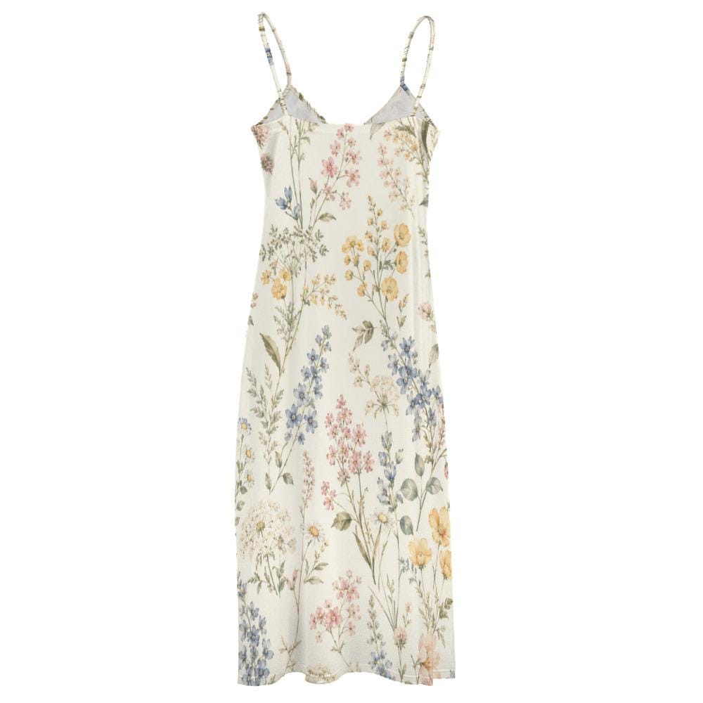 Ivory Wildflower Maxi Dress, Botanical Print Sundress, Romantic Garden Party Outfit - image 10
